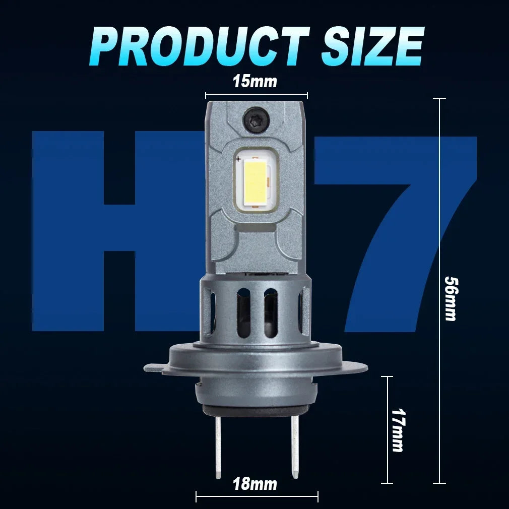 High Power H7 LED Headlight 1:1 Mini Size Headlamp 20000LM 6000K Lamps Super Bright Plug and Play Car Headlight Bulbs Amagi