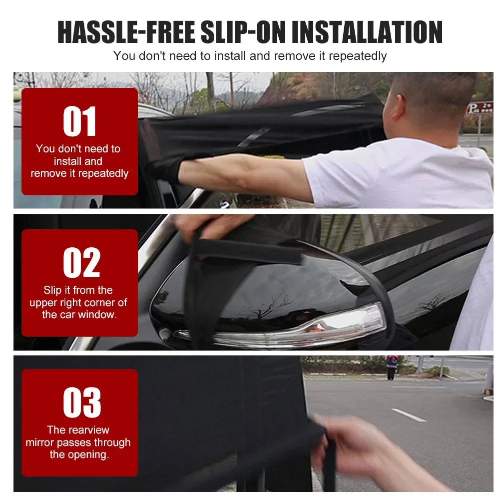 2pcs Car Window Shade Side Window Sun Tools Vehicle UV Protect Shield Mesh Mosquito Cover Breathable Protection Privacy Sunshade