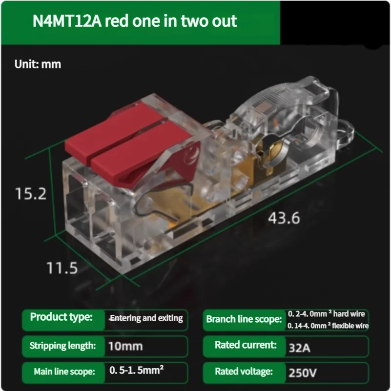 T-Type No-Stripping Quick Wire Connector Terminal Block ,Wire Splitter/Combiner Fast Connector for Household Electrical Wiring