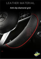 All Seasons Leather Diamond Steering Wheel Cover Universal Fit for 14 .5-15 Inch Durable Leather Cover Anti-Slip Veins Amagi