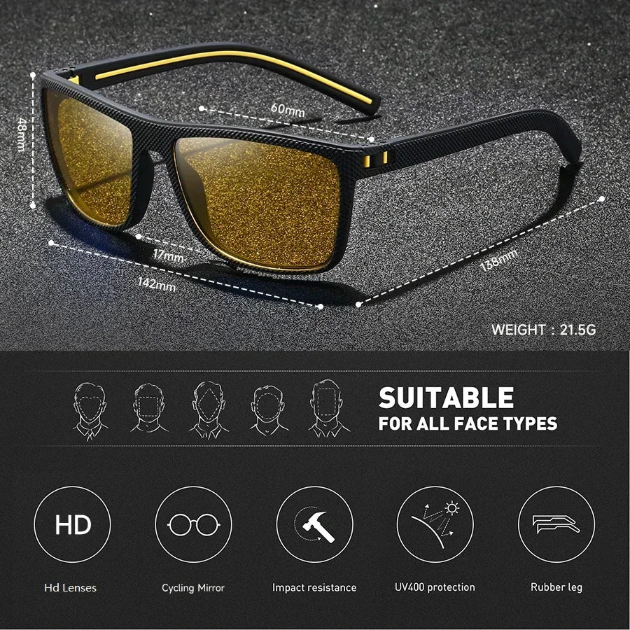 Fashion Vintage Square Sunglasses Men Women Driving Fishing Luxury Brand Designer Sun Glasses Retro Eyewear UV400 Eyewear Amagi