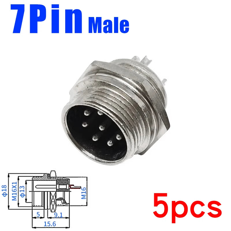 5Pcs GX16 Aviation Connector 2/3/4/5/6/7/8/9/10 Pin Male Plug Female Socket 16mm Wire Panel Mount Nut Type Circular Adapter