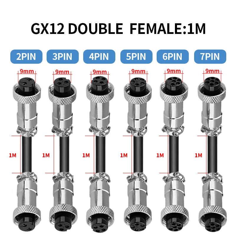 1PCS GX12 Auto Waterproof Connectors 2-7 Pins with Power Cable Line Socket Plug—Suitable for Industrial Machinery and Equipment