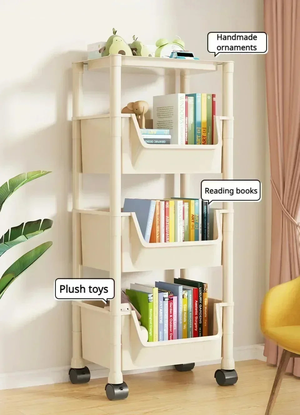 Versatile 2-5Tier Rolling Storage Cart with Wheels Perfect Bathroom Kitchen Office Ideal Groceries Snacks Toys Books Toiletries