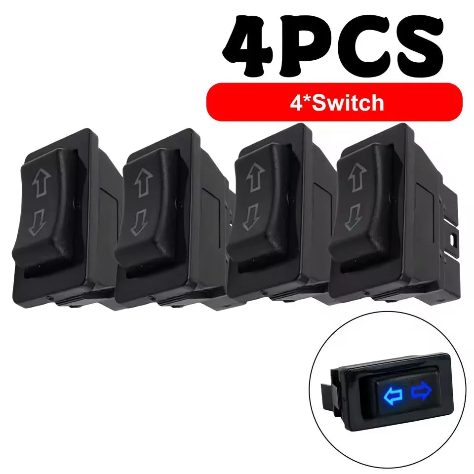 Universal Auto Power Window Switch Glass Lifting Control Button 12V 20A 5 Pin Rocker Toggle Blue Red LED Light Car Interior Kit