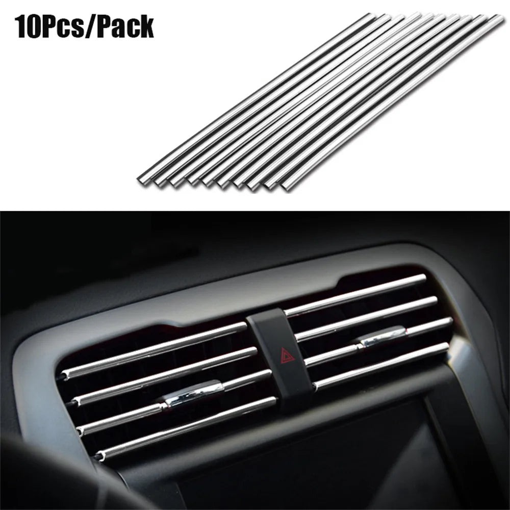 10Pcs Car Interior Air Conditioner Outlet Decoration Stripes  Car Air Conditioning Outlet U Style Decoration Strip Accessories