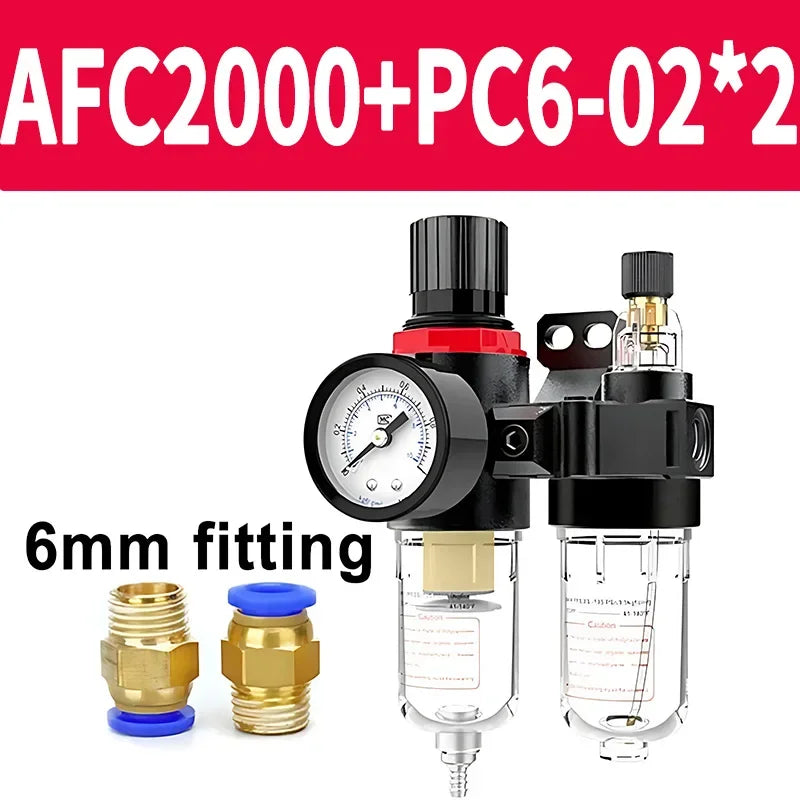 1/5/20 Sets AFC2000 1/4 Air Compressor Oil Water Separator Filter Regulator Trap with Pressure Reducing Valve for Airbrush