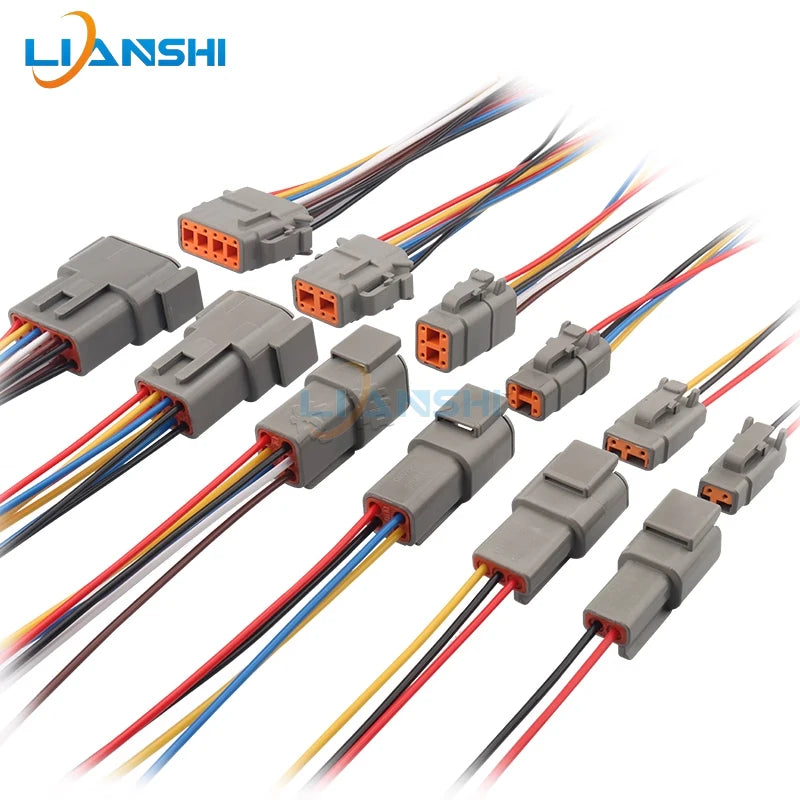 DTM04-2P automotive connector male and female for heavy-duty truck Dechi wiring harness waterproof plug DTM06-2S with wire