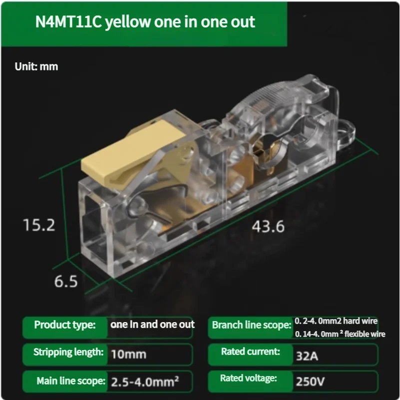 T-Type No-Stripping Quick Wire Connector Terminal Block ,Wire Splitter/Combiner Fast Connector for Household Electrical Wiring