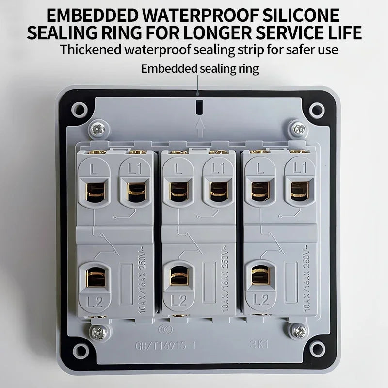 IP66 Outdoor Wall Switch 16A Weatherproof Push Button - 1/2/3 Gang Electrical for Garden/Patio/Exterior Use