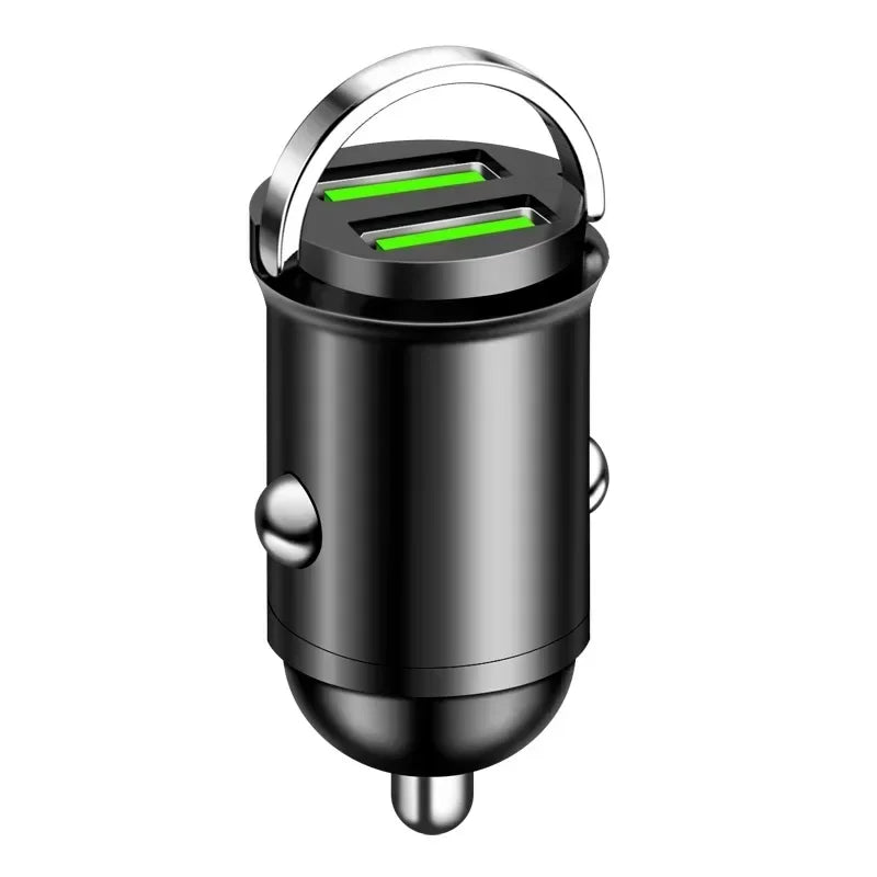 For Iphone/Samsung/Huawei/Xiaomi 100/200W USB Aluminum Alloy Mini Car Charger Adapter Double Ports Fast Cigarette Lighter Amagi