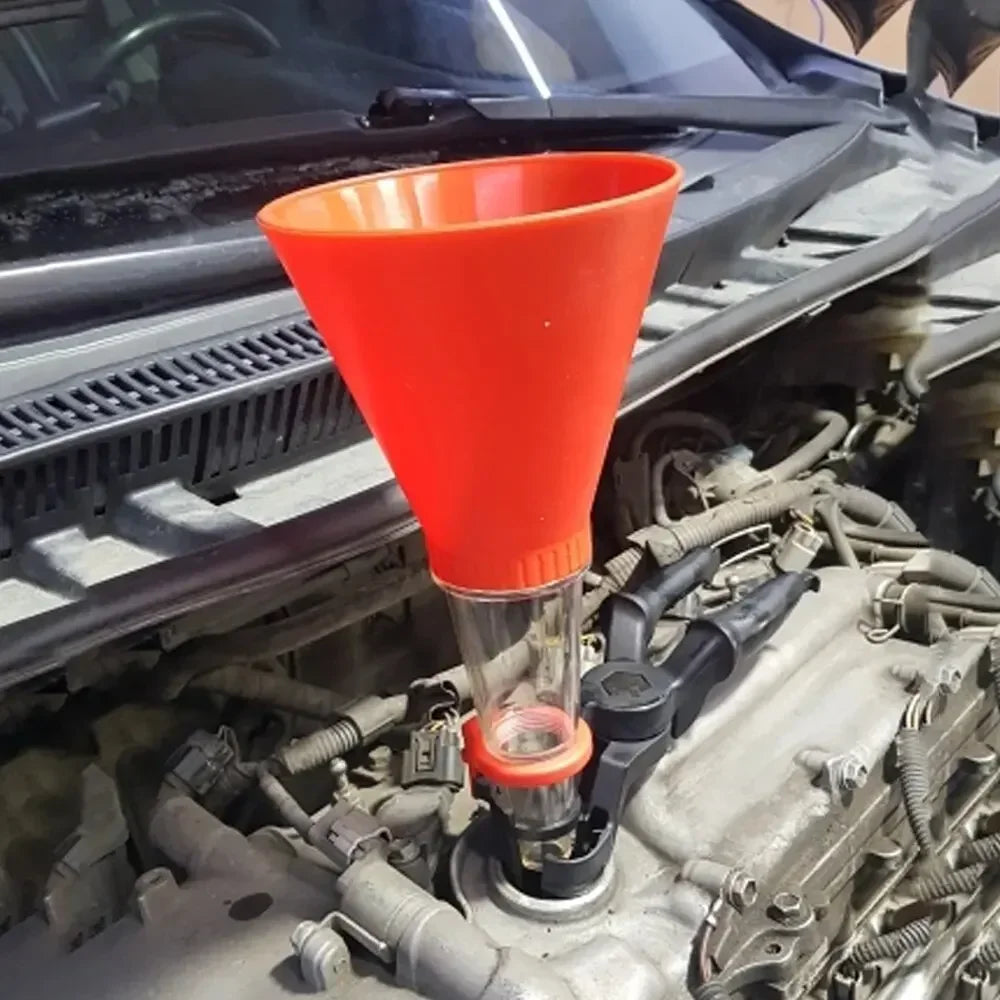 Universal Car Engine Oil Funnel Set Precision Clamp Leak-Proof PVC Versatile Tool for Hassle-Free Auto Filling Maintenance amagi