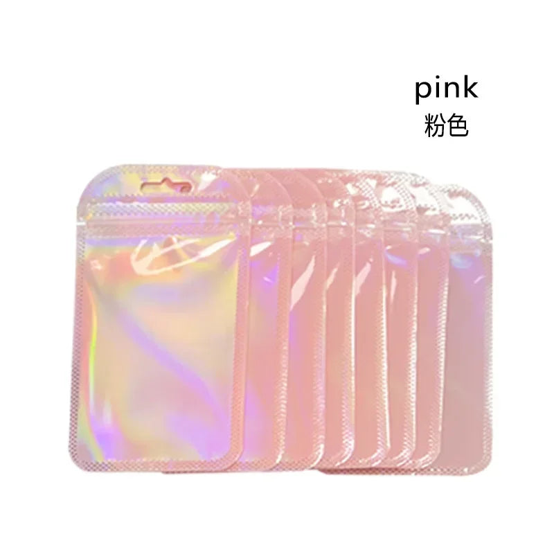 Colorful Laser Ziplock Bag Packaging Bags For Earring Jewelry Display Bags Pouch Gift Packaging Resealable Storage Bag Amagi