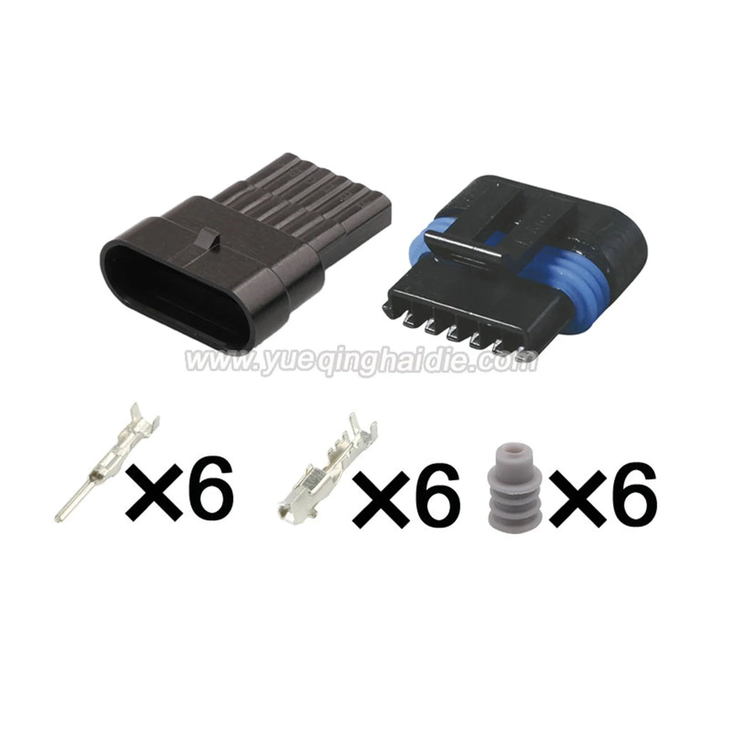 6 Pin 1.5mm Male Female Waterproof Electrical Flat Accelerator Pedal Plug Sensor Socket Connector 12162210