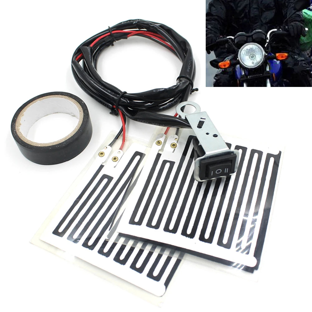 12V Motorcycle Heated Hand Grips Pads With Switch Control  Rubber ABS Motorcycle Heated Hand Grips Handlebar Heater Warmer Kit
