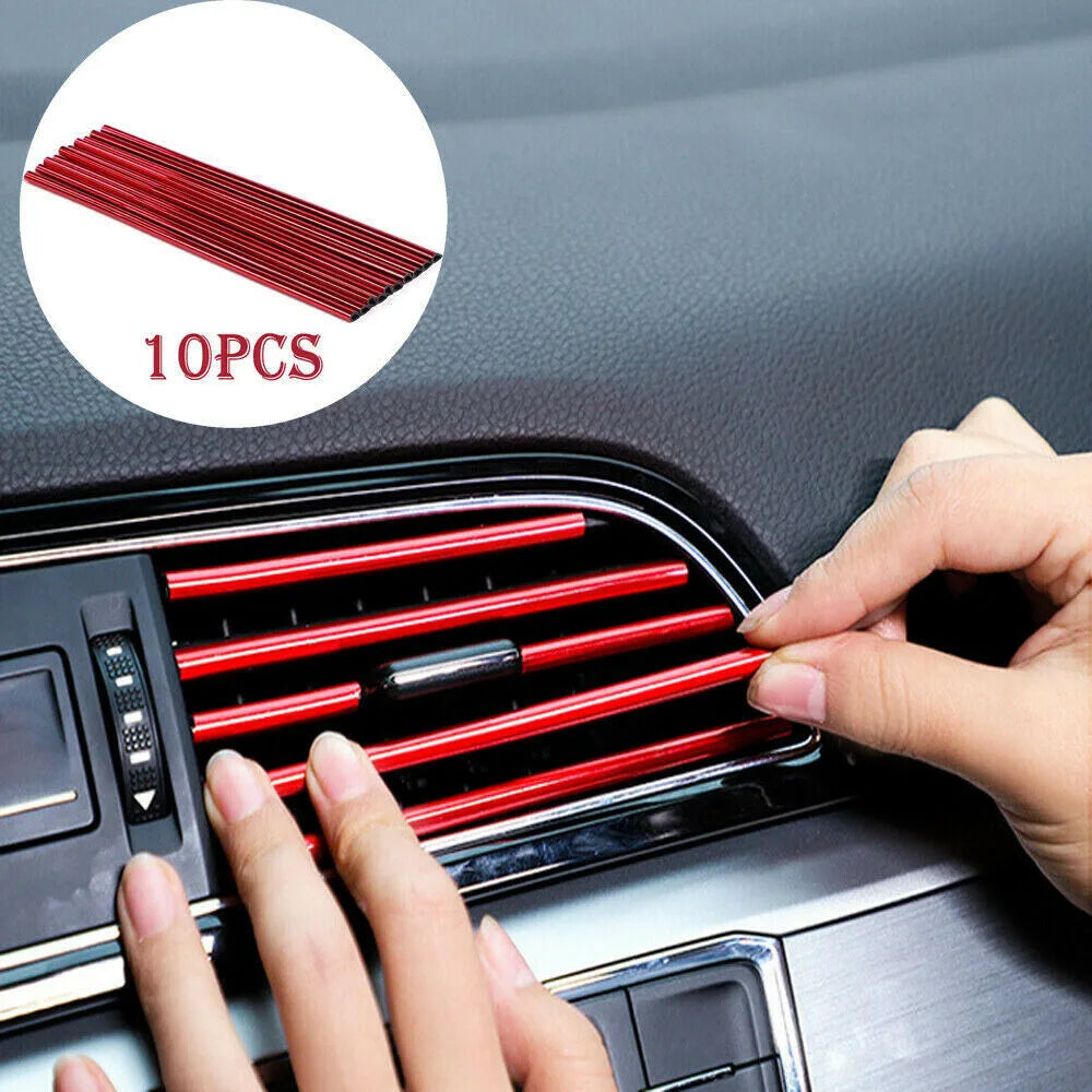 10Pcs Car Interior Air Conditioner Outlet Decoration Stripes  Car Air Conditioning Outlet U Style Decoration Strip Accessories