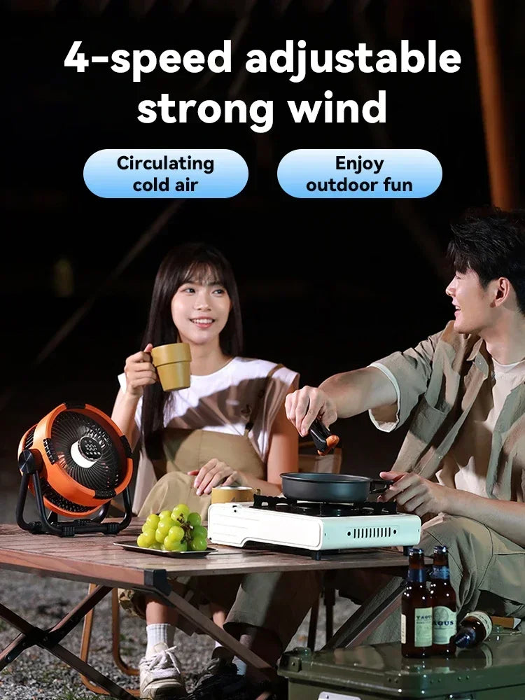 Camping Ceiling Fan 20000mAh Rechargeable USB with Power Bank LED Light Hook Air Circulators Wireless Ceiling Motorcycle Amagi