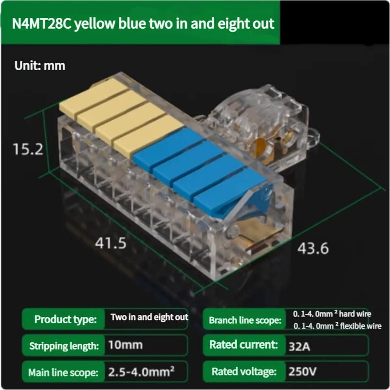 T-Type No-Stripping Quick Wire Connector Terminal Block ,Wire Splitter/Combiner Fast Connector for Household Electrical Wiring