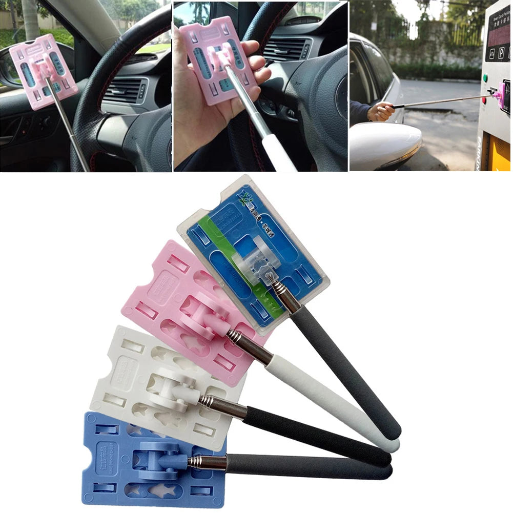 Adjustable Touch Stick Holder Touch And Toll Card Stick Holder TnG Stick Stickable Telescopic Parking Toll Swiping Sticks