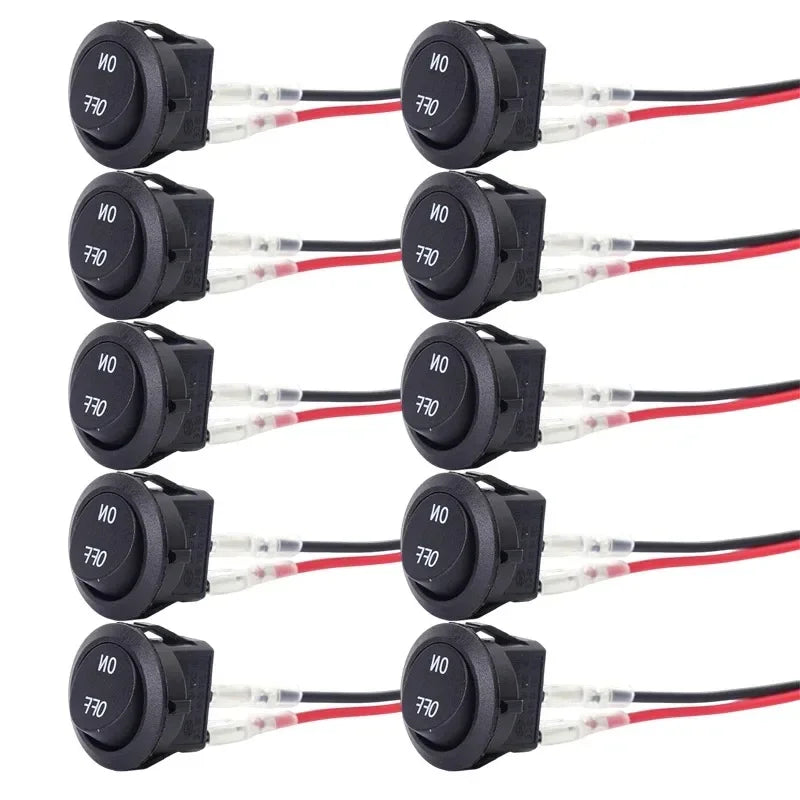 1/5/10pcs Car Motorcycle Toggle ON-OFF 2 Pin Rocker Switch with 16CM Pre-Wired Terminals 12V/24V Power Switch for Marine Boat
