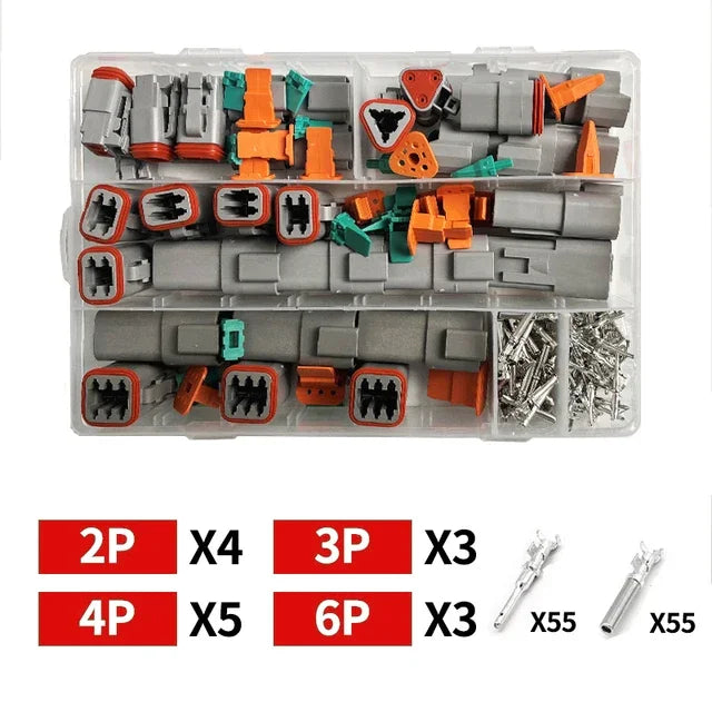1Set Deutsch DT Series Multi-Pin Bundle (2P/3P/4P/6P/8P) | 22-16AWG Sealed Plug & Socket for Auto Electronics Upgrade DT04-2P