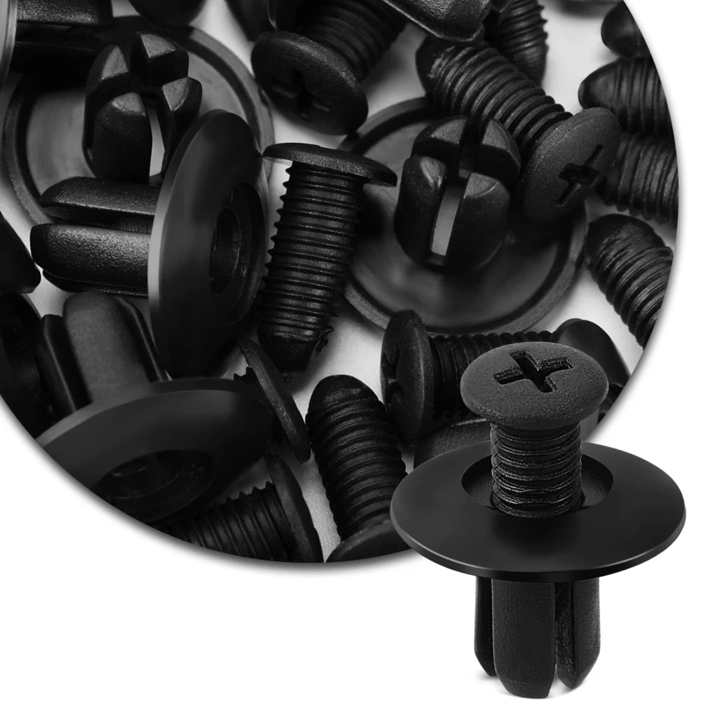 Universal Car 8mm Hole Plastic Rivets 1000/50 Fastener Push Clip Black Bumper Door Trim Panel Retainer Fastener Clip Accessories
