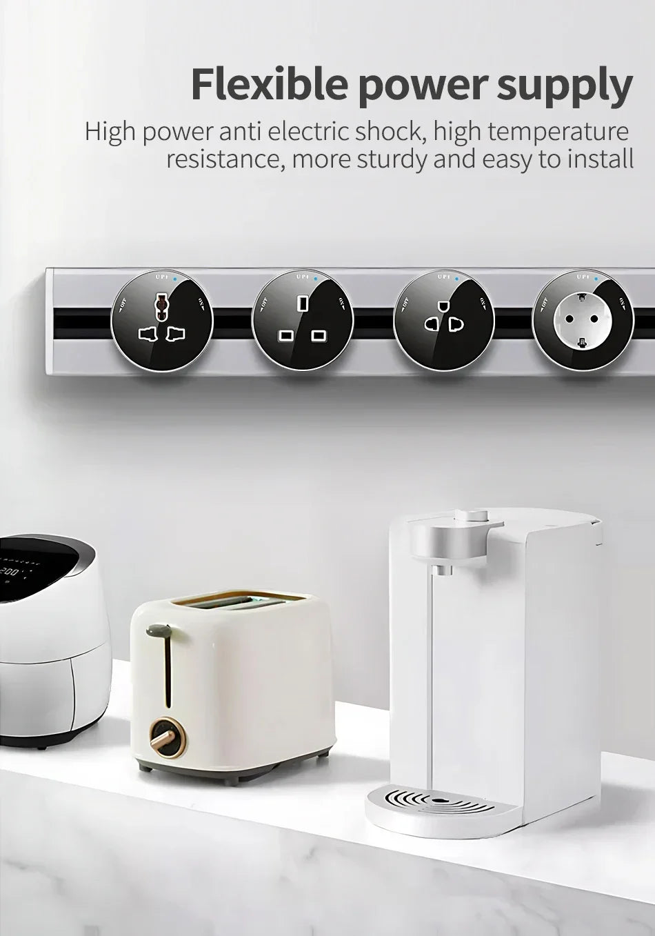 Power Track Home Appliances Universal Socket Electric Plug Adapter With USB,Wall Mount Power Strip with Removable Outlet Adapter