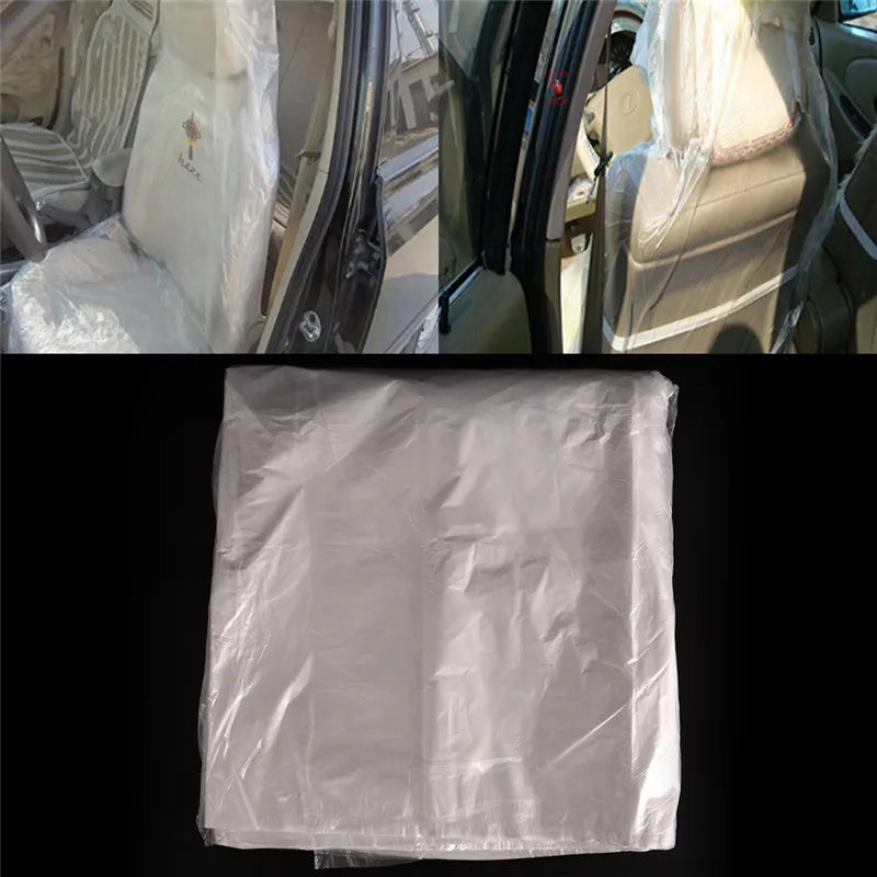 10PCS Universal Car Disposable PE Plastic Soft Seat Vehicle Cover Waterproof Car Repair Beauty Disposable Cover For BMW Honda