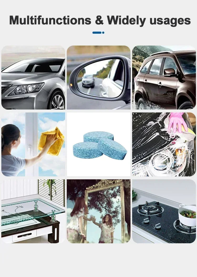 Concentrate Effervescent Car Washer Tablets, Concentrated Windshield Glass Cleaner for Deep Cleaning & Streak-Free Shine Amagi