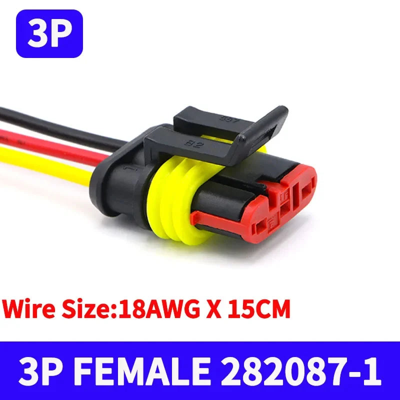 5/20/100Sets AMP Type 1.5 Series Automotive Waterproof Connector Plug Socket HID Male&Female 15CM Wire Harness 1P/2P/3P/4P/5P/6P