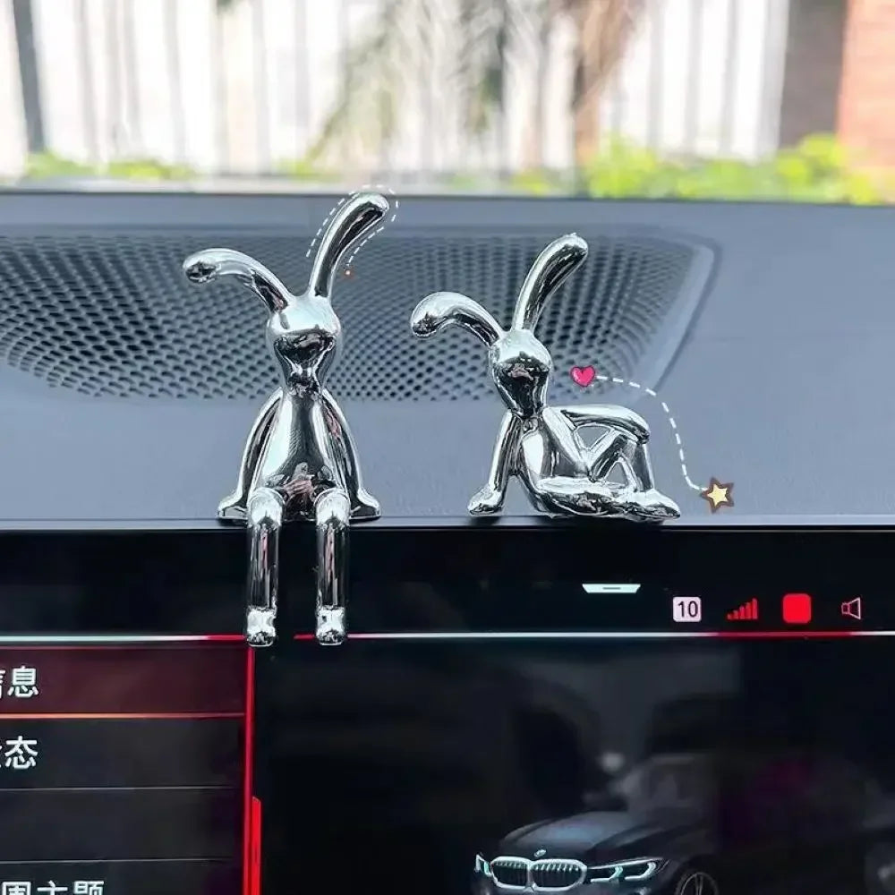 Rabbit Figurine Long-Eared Rabbit Statue Home Office Desktop Decoration Car Central Control Easter Bunny Art Ornaments Amagi