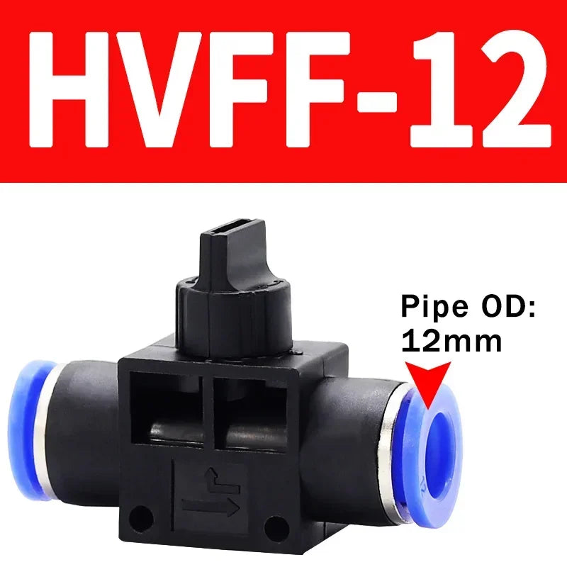 10/50/200 PCS HVFF Air Manual Valve 4mm 6mm 8mm 10mm 12mm, Pneumatic Push In Quick Joint with Manual Current-Limiting Control