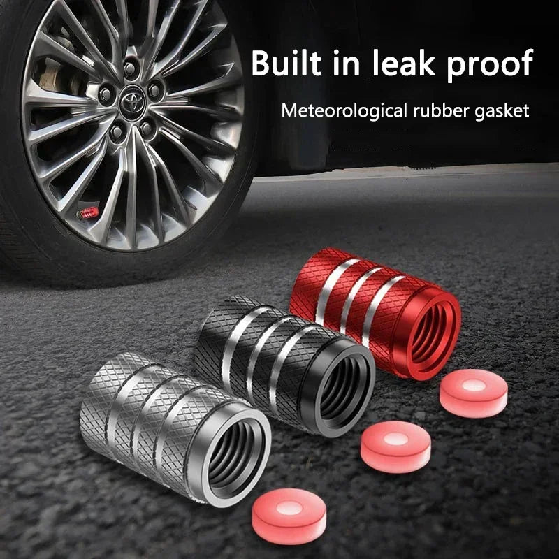 4Pcs Black Silver Car Tire Valve Stems Cap Knurling Style Tire Valve Cap Aluminum Tire Wheel Stem Air Valve Cap for US Schrader