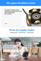AD-Desktop Mini Rechargeable USB Fan With Timer Foldable 3 Speed 7 Leaf Portable Quiet Fan For Office Outdoor Camping Amagi