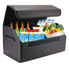 Car Trunk Organizer Box Large Capacity Auto Multiuse Storage Bag Stowing Tidying Leather Folding For Emergency Storage Box Amagi