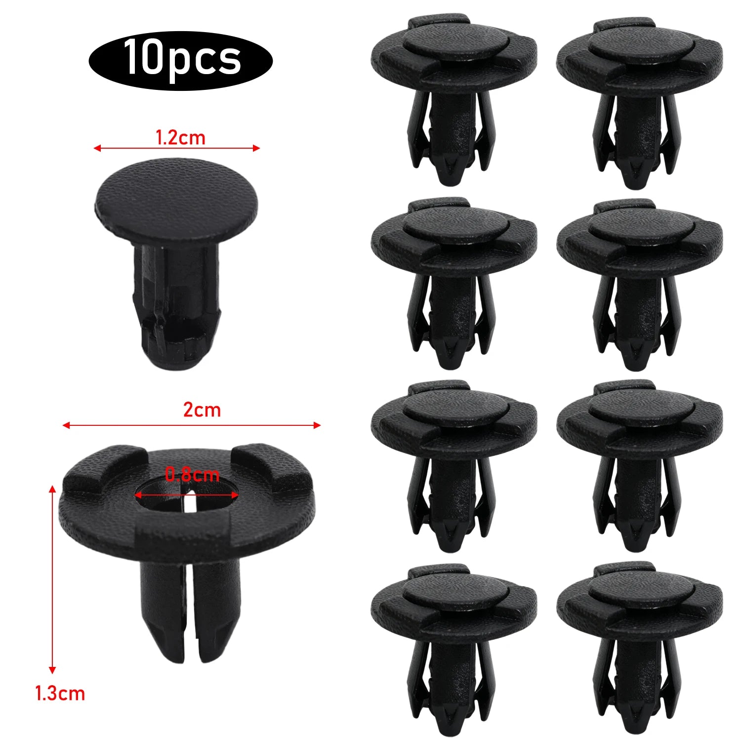 50/10pcs Diameter 8mm Black Plastic Auto Fasteners Rivets Clips Vehicle Car Bumper Door Panel Fender Liner Clips Retainer