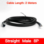 2m M8 Sensor Connector Cable, Straight & Right Angle Options, Male/Female, 3/4/5/6/8 Pin, Waterproof Molded Plug for Industry