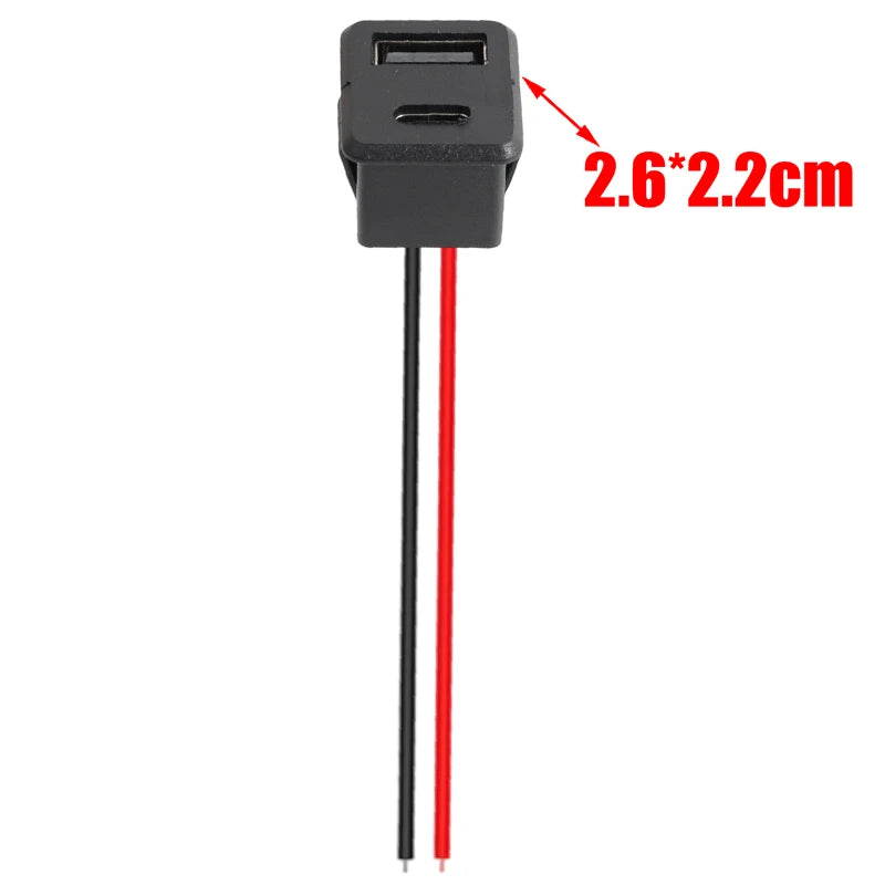 5/1pcs Double Layer Usb Female Base Type-C Socket and Female Usb Lamp Charging Socket Power Socket with Cable 2A Connector