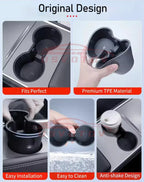For Tesla Model 3/Y Center Console Water Cup Holder Limiter Premium TPE Sleeve Pad with Storage Function Upgrade Your Car Amagi