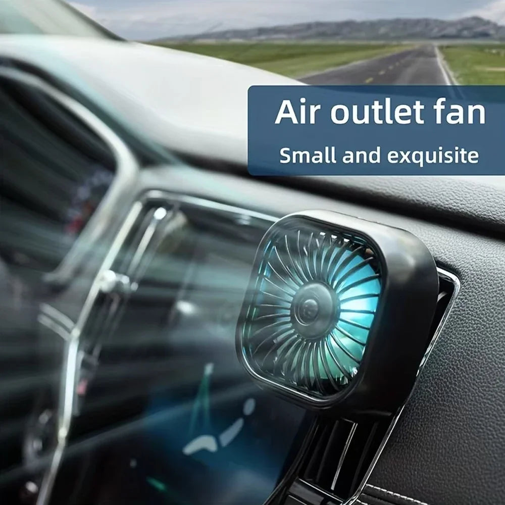 Mini Car Air Outlet Cooling Fan Adjustment Powerful USB Light Creative Low Noise Multi-function Mini Interior Fan Cooler Amagi