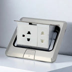 Floor Electrical Outlet Pop Up Kitchen Countertop Waterproof Sockets Pop Out Receptacle Stainless Steel Box Golden Cover 15A
