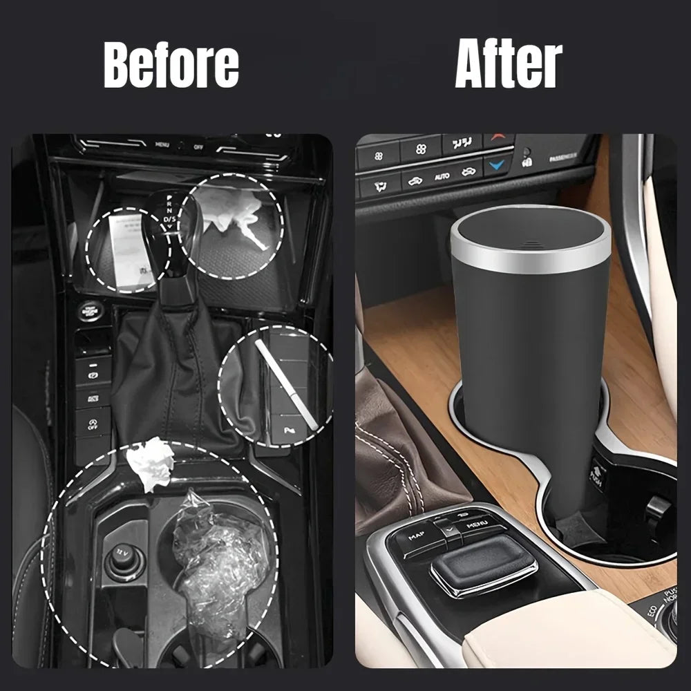 Auto Garbage Bin Ashtray Leak-proof Car Cup Holder Trash Can with Cover Storage Box Bucket Waterproof Acessory Amagi
