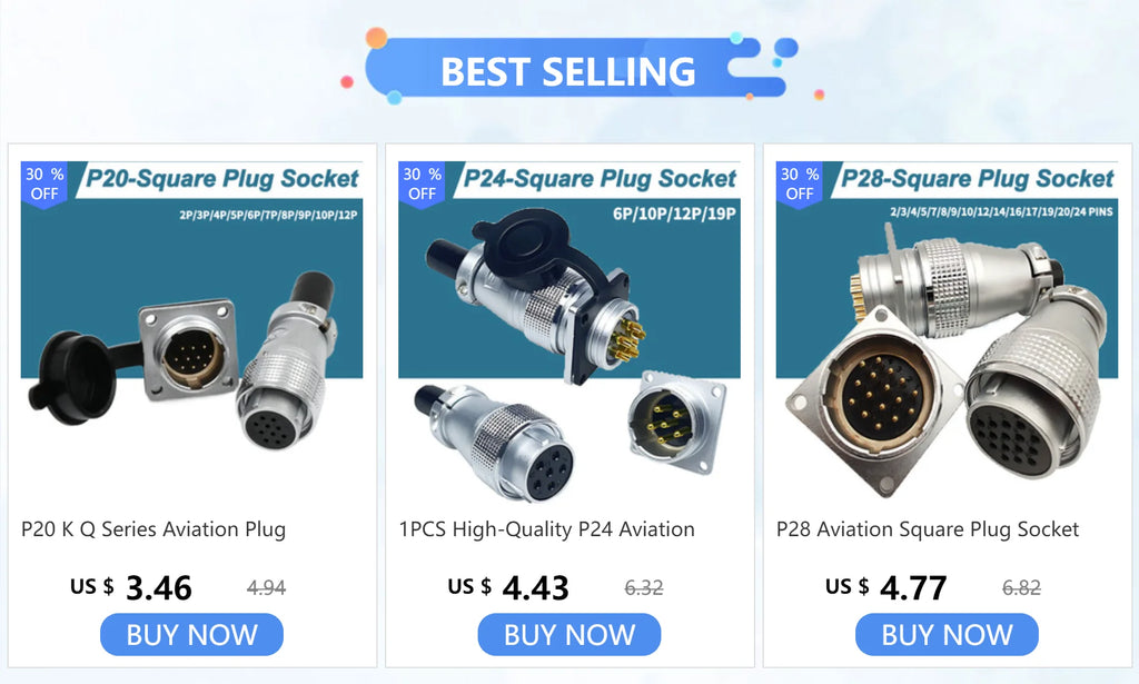 P28 Aviation Connector, Square Flange Socket, Male/Female Circular Butt Joint, 2/3/4/5/7/10/12/14/16/19/20/24 Pin, P28K2Q PLS28