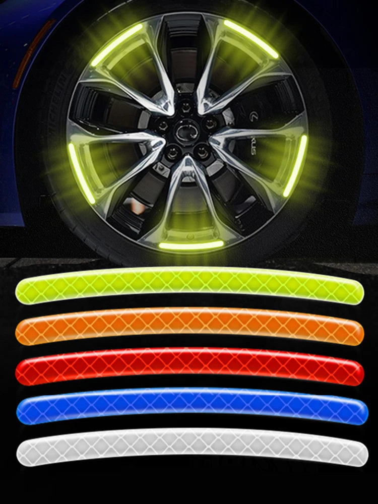 10pcs Car Wheel Hub Reflective Sticker Decorative Strips For Volkswagen Golf 4 5 7 6 Chevrolet Cruze Honda Civic Accord 2023
