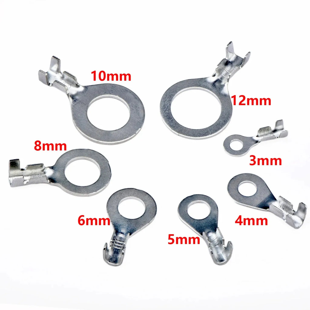 50 Pcs M3/M4/M5/M6/M8/M10/M12 Ring Lugs Eyes Brass tin plating Crimp Terminals Cable Lug Cold Pressure O Type Wiring Nose Pin