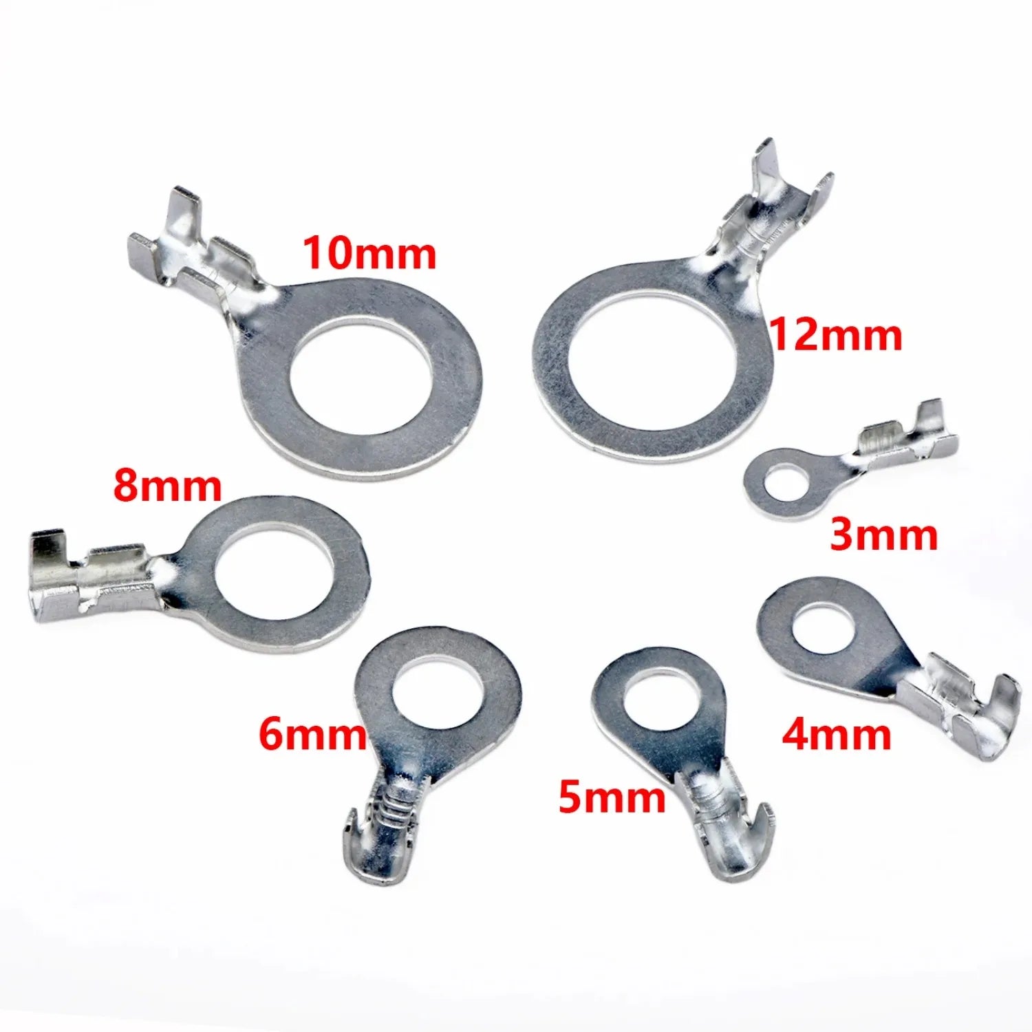 50 Pcs M3/M4/M5/M6/M8/M10/M12 Ring Lugs Eyes Brass tin plating Crimp Terminals Cable Lug Cold Pressure O Type Wiring Nose Pin