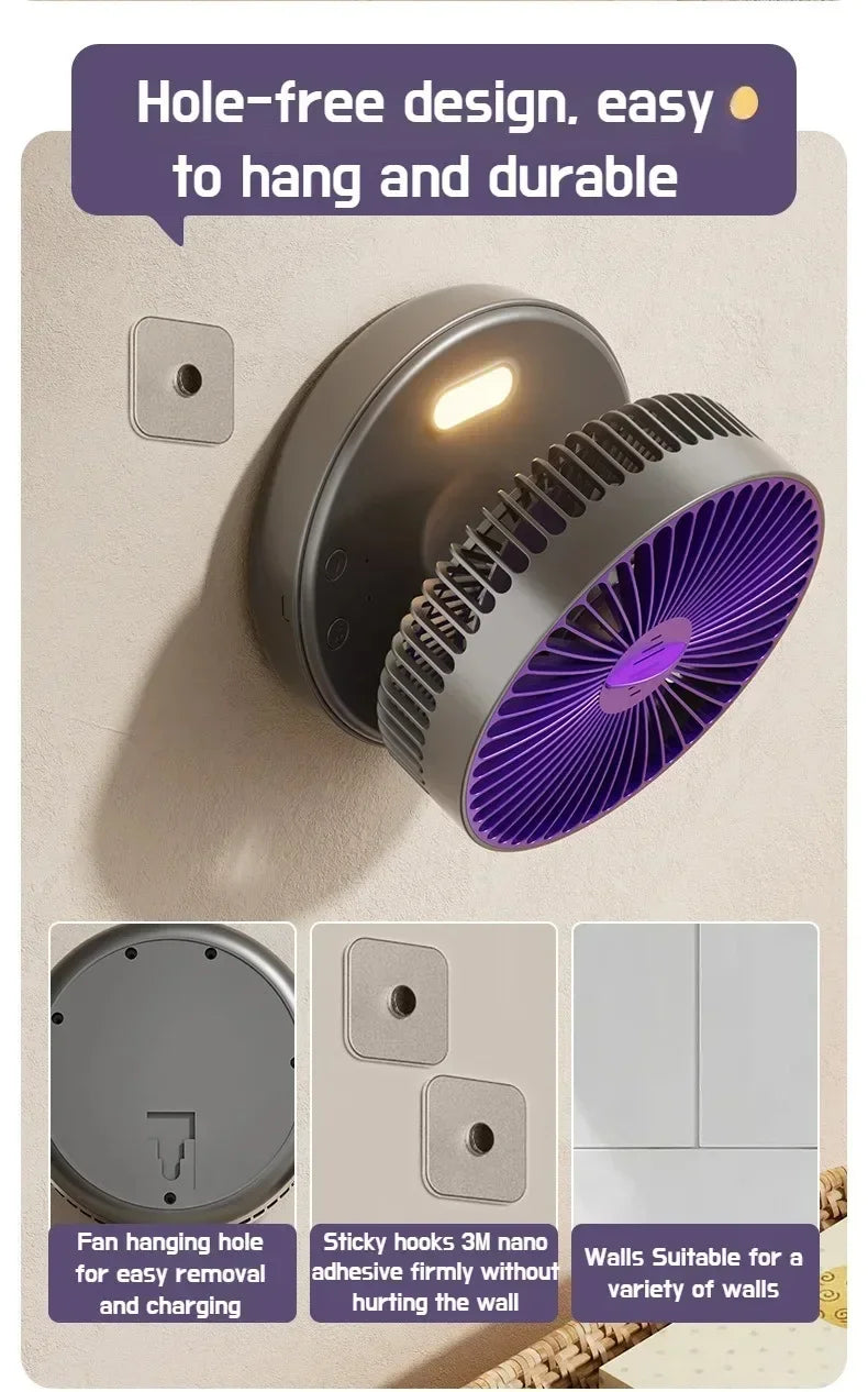 Foldable Desktop Fan Mini Wall-Mounted Car With Warm Night Light Rechargeable 4 Gears Adjustable Portable Air Circulation Amagi