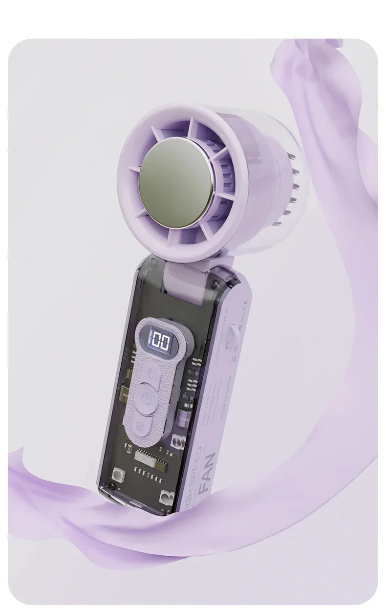 Car Portable Handheld Turbo Fan Rechargeable Mini Fans Ice Cooling LED Digital Display For Travel Office Outdoor Amagi
