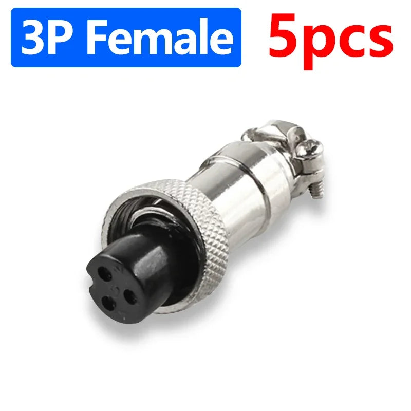 5Pcs GX12 Aviation Connector Plug Socket 2/3/4/5/6/7 Pin Male Female Panel Mount 12mm Circular Metal Wire Adapter Nut Type