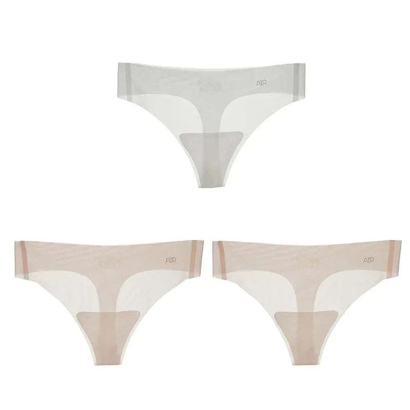 Transparent Thong Panties Women Ultra-thin Sense Sexy Female Seamless Low-waist Solid Color G-string Quick Drying Underwear amag